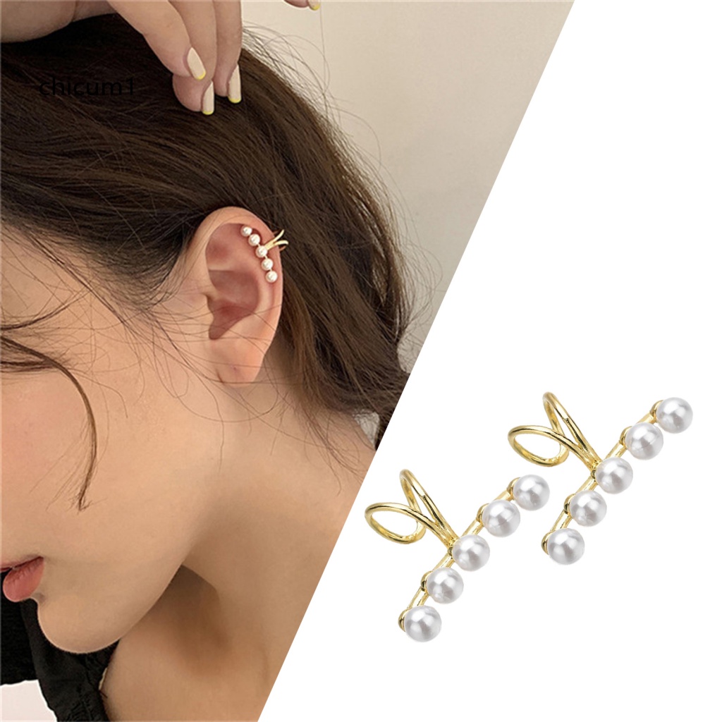 Khuyên Kẹp Vành Tai Đính Ngọc Trai Nhân Tạo Thời Trang Dự Tiệc Cho Nữ
