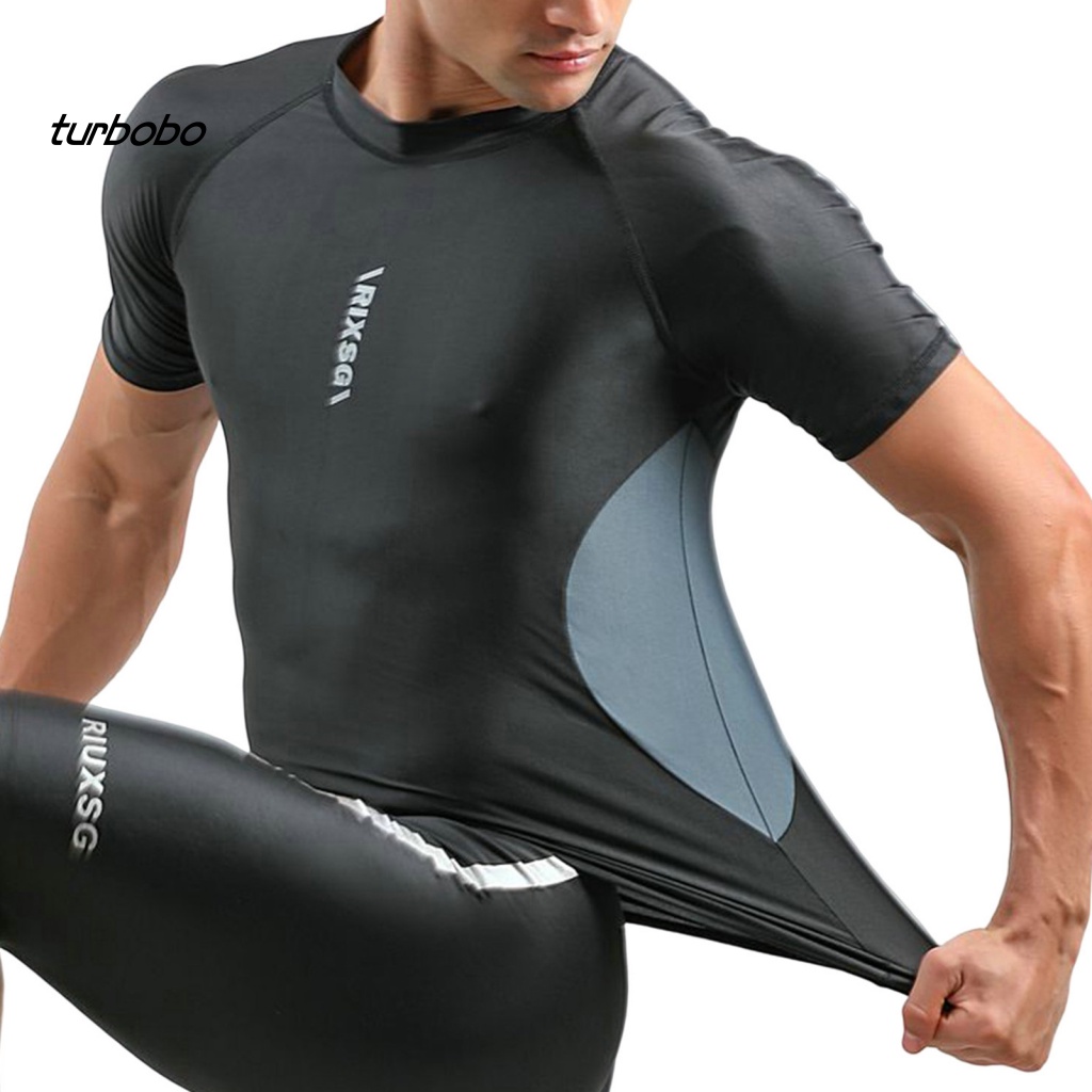 Set Đồ Bơi 2 Mảnh Áo Thun Tay Ngắn Cổ Tròn + Quần Lửng Thời Trang Đi Biển Cho Nam