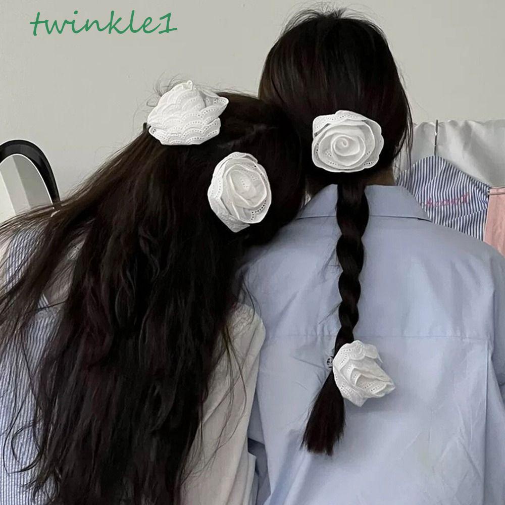 TWINKLE Kẹp Tóc Đính Hoa Vải Ren Phong Cách Lolita Dễ Thương Cho Nữ