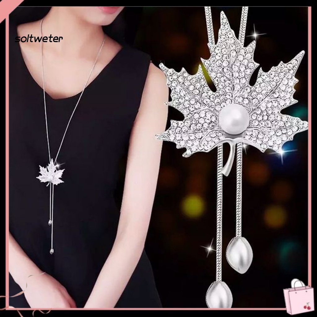 Vòng cổ Hợp Kim Mặt Hình Lá Phong Đính Đá Đơn Giản