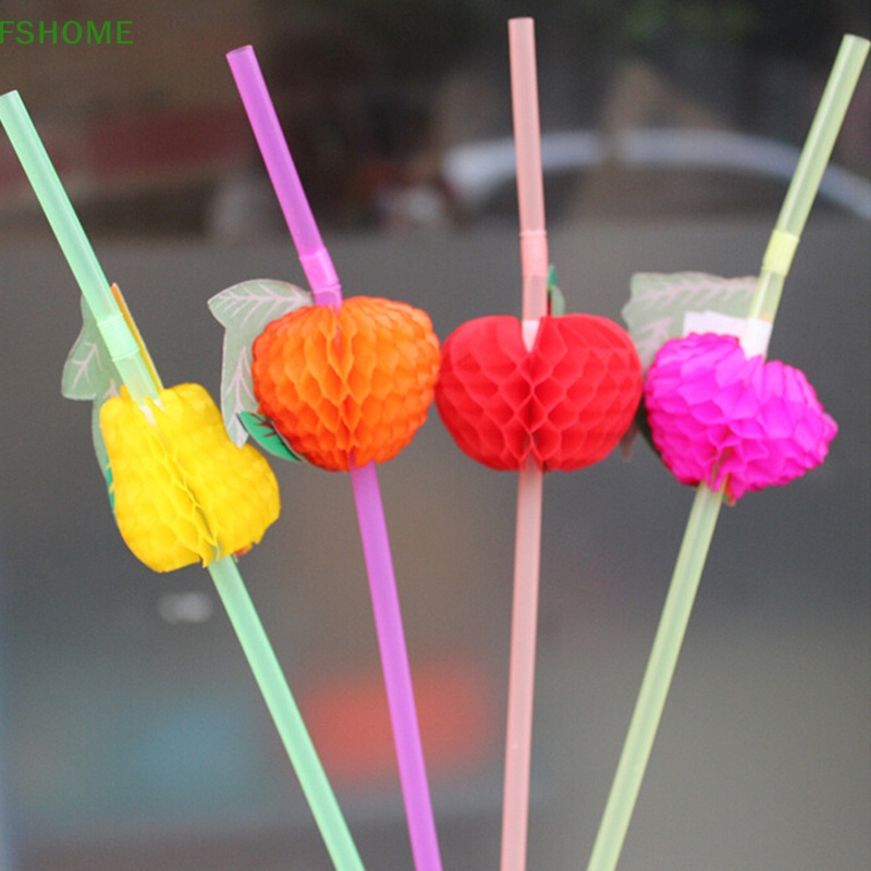 Fshome 50 Ống Hút Nhựa Hình Chiếc Ô Xinh Xắn