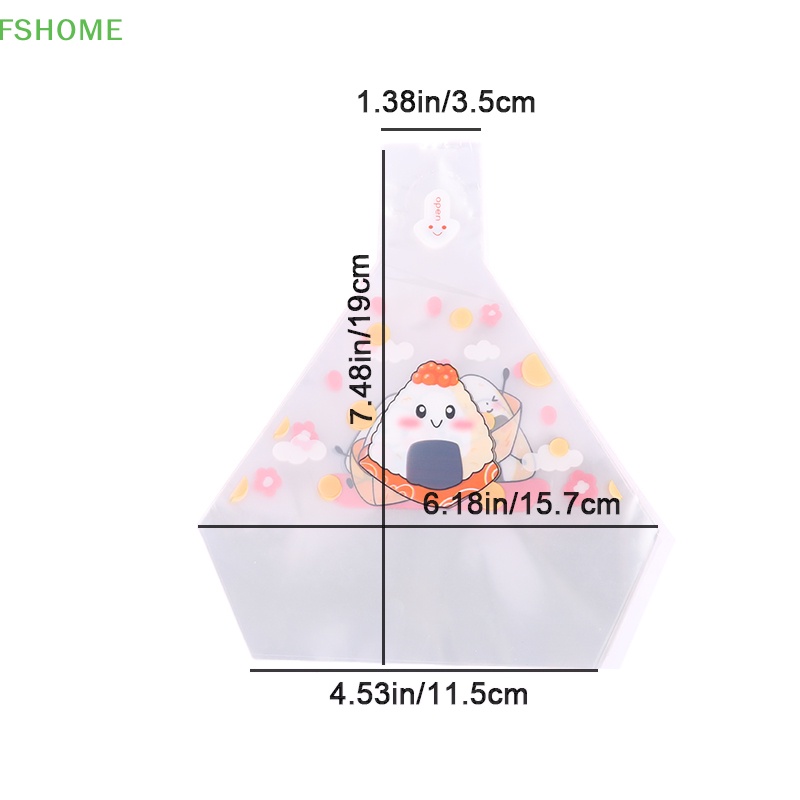 Set 50 Túi Đựng Cơm Nắm Hình Tam Giác Họa Tiết Hoạt Hình Dễ Thương