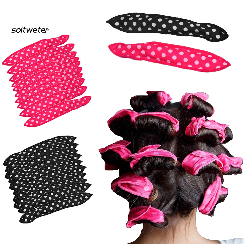 Bộ 10 Lô Cuốn Tóc Tự Làm Bằng Bọt Biển Chấm Bi Linh Hoạt