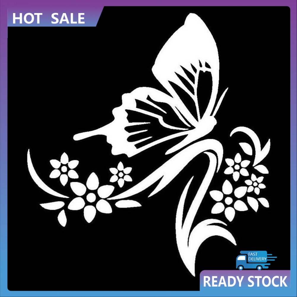 Miếng Dán Trang Trí Xe Hơi Họa Tiết Hoa &amp; Bướm Phản Quang Độc Đáo