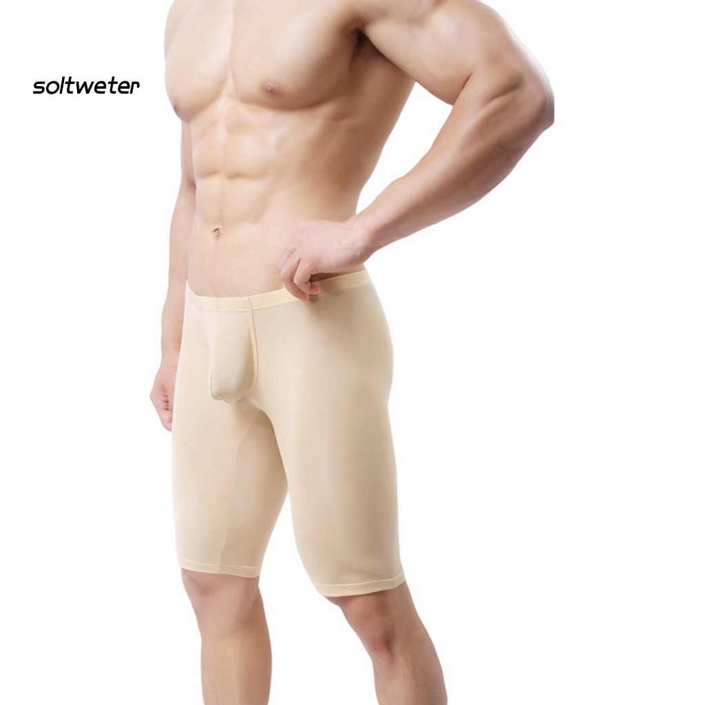 Quần Lót Boxer Thể Thao Lưng Vừa Siêu Mỏng Không Đường May Màu Sắc Đơn Giản Cho Nam