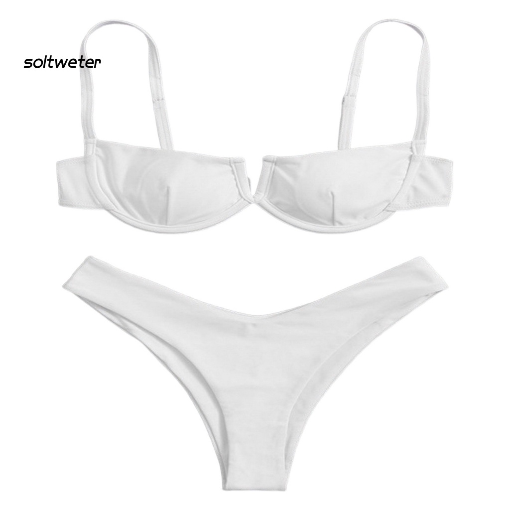 Bộ Bikini 2 Mảnh Có Mút Nâng Ngực Màu Sắc Trơn Họa Tiết Da Báo Quyến Rũ Cho Nữ