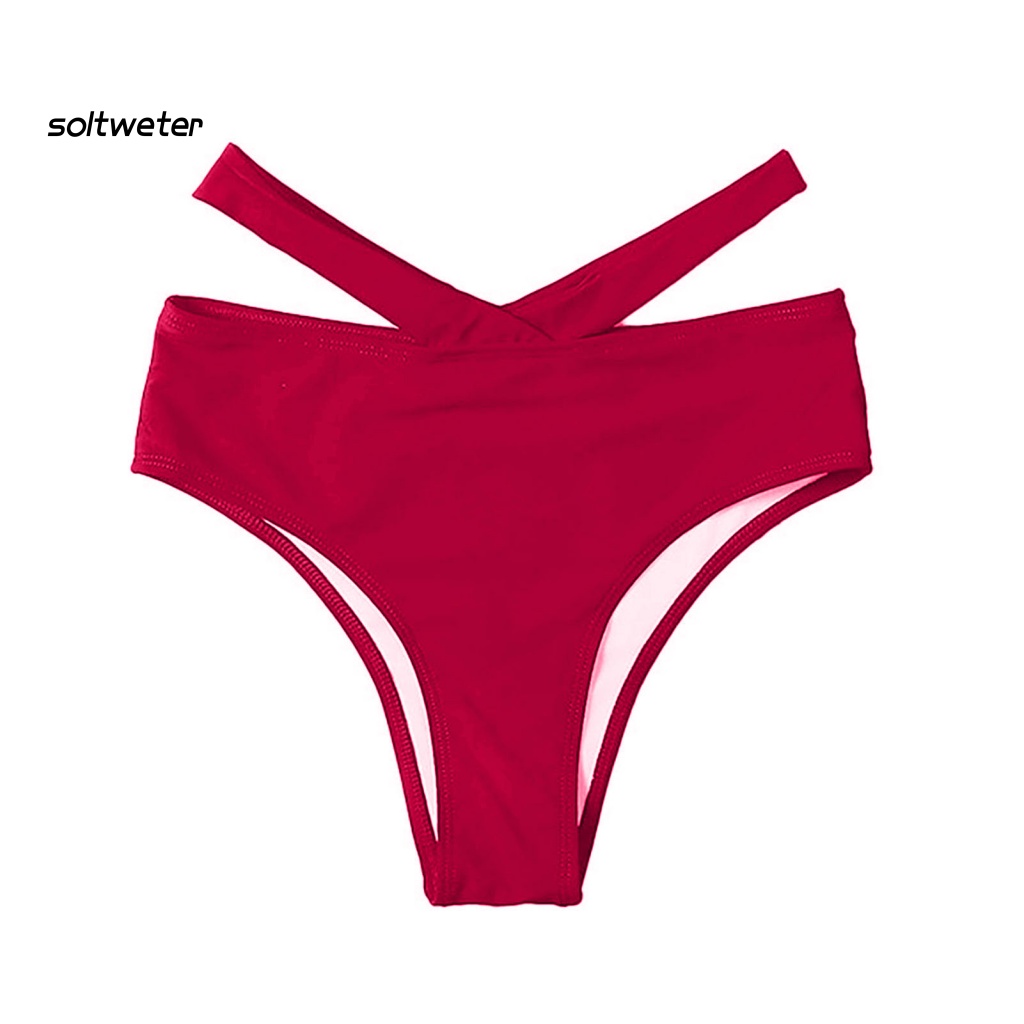 Quần Bơi Thể Thao Lưng Cao Co Giãn Mềm Mại Màu Trơn Khoét Rỗng Ôm Dáng Cho Nữ