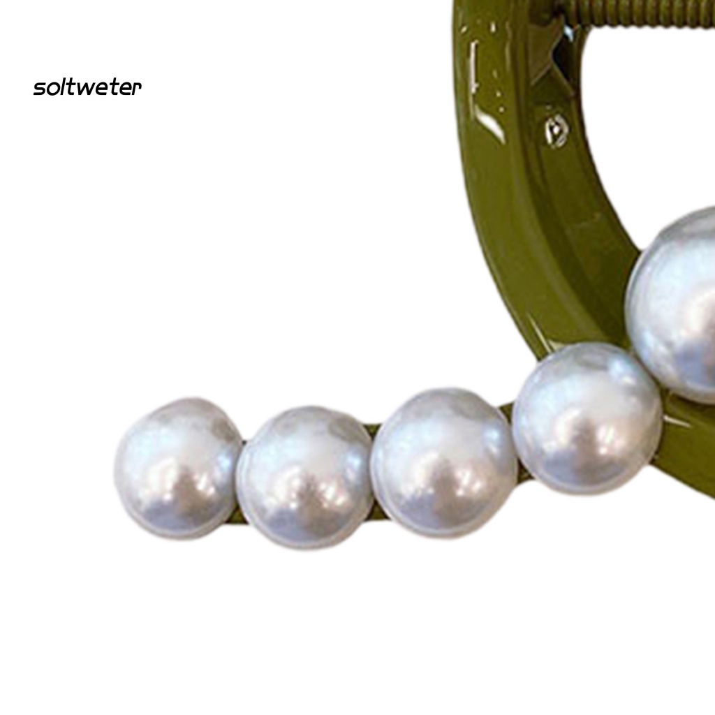 Kẹp Tóc Móng Vuốt Đính Ngọc Trai Giả Màu Sắc Tương Phản Chống Trượt Tiện Dụng Cho Nữ