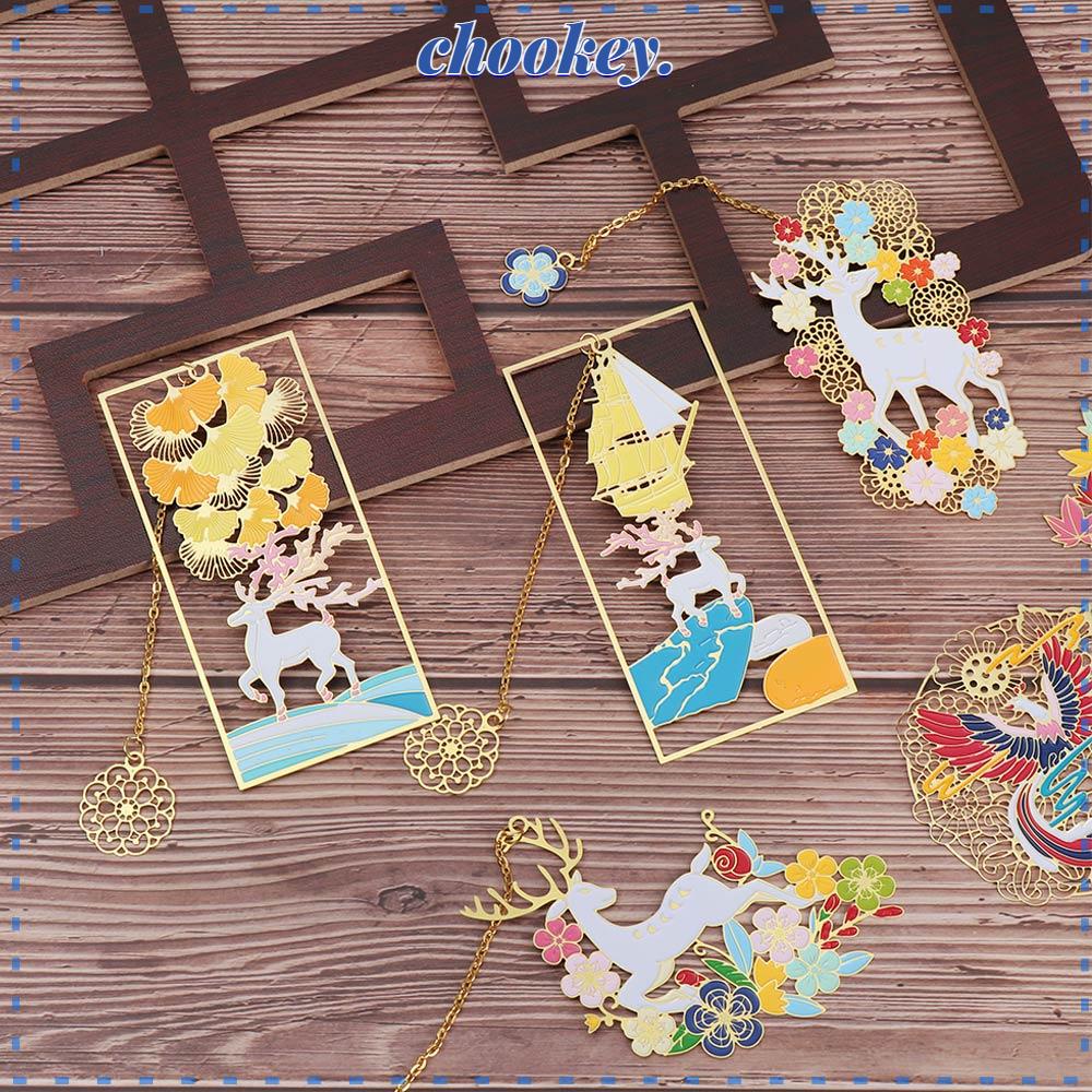 CHOOKEY Thẻ Đánh Dấu Trang Sách Bằng Đồng Thau Phối Tua Rua Phong Cách Trung Hoa Cổ Điển