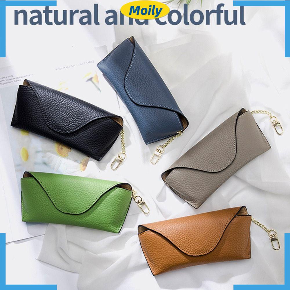 MOILYVN Túi Đựng Mắt Kính Bằng Da Thật Nhiều Màu Chống Áp Lực Cho Nam