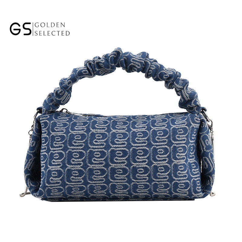 Túi Xách Denim Phối Dây Xích Thời Trang Hàn Quốc Cao Cấp Trẻ Trung Cho Nữ