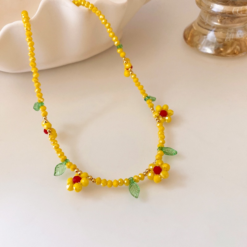 Dopamine Vòng cổ Chuỗi Hạt Hình Hoa Lá Nhỏ Tươi Tắn Và Dễ Thương Cá Tính Dành Cho Bạn Nữ