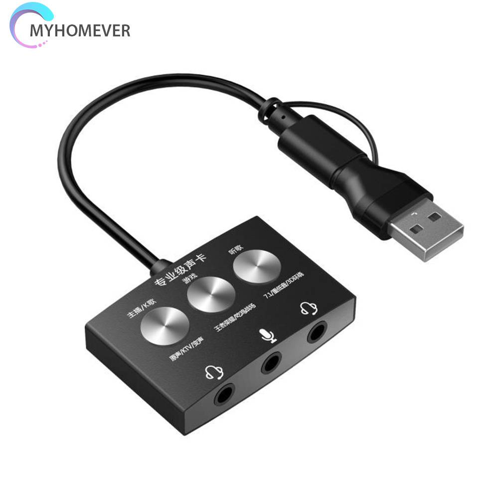 Bộ Chuyển Đổi Âm Thanh USB Ngoài Với Giắc AUX Mic Cho PC Di Động Karaoke
