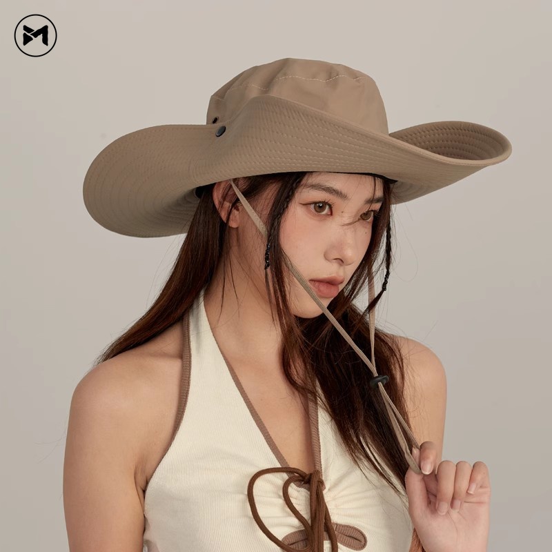 Mũ Vành 12cm Chống Nắng Chống Thấm Nước Nhanh Khô Phong Cách Cao Bồi Phương Tây Thời Trang Mùa Hè Cho Nam Và Nữ