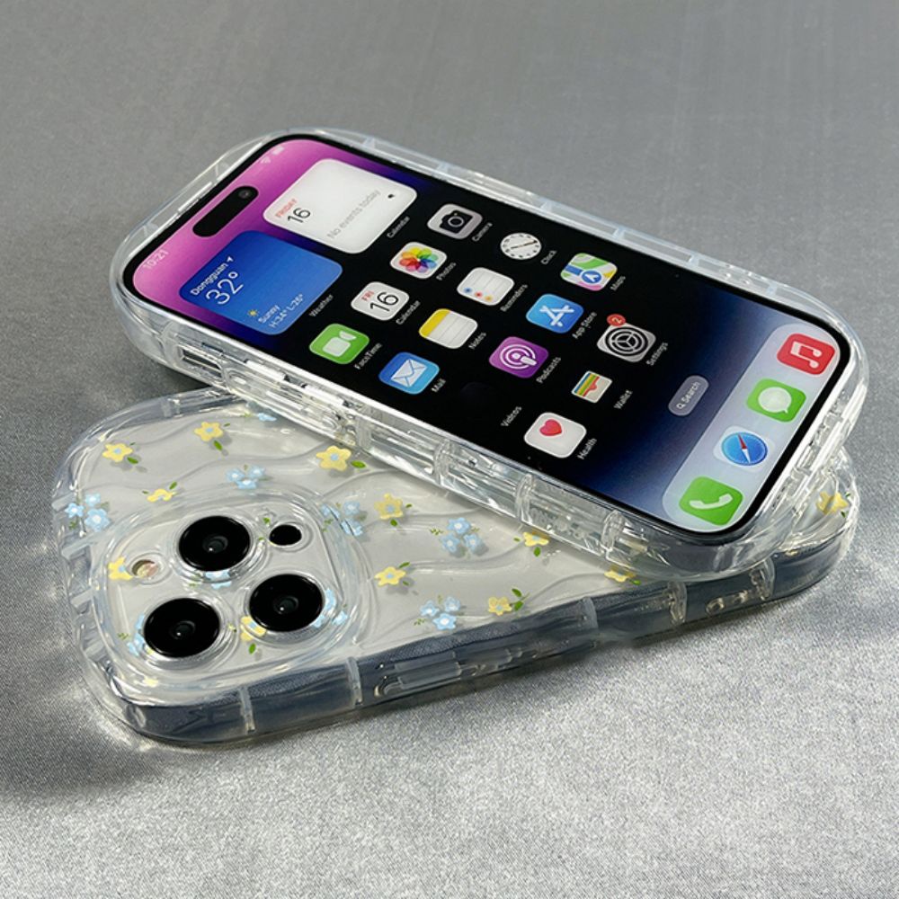 Ốp Điện Thoại TPU Mềm Chống Sốc Có Giá Đỡ Hình Hoa Cho IPhone 11 12 13 14 Pro Max