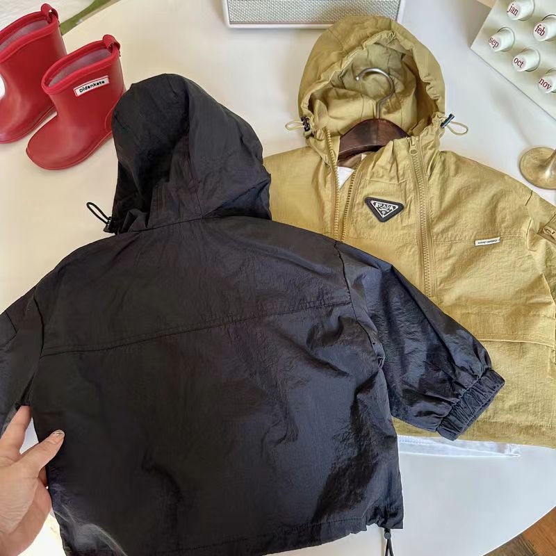 Hàng Mới Về Áo Khoác Có Mũ Trùm Màu Trơn Phối Khóa Kéo Phong Cách Hàn Quốc Thời Trang Xuân Thu Cho Bé Trai Và Gái