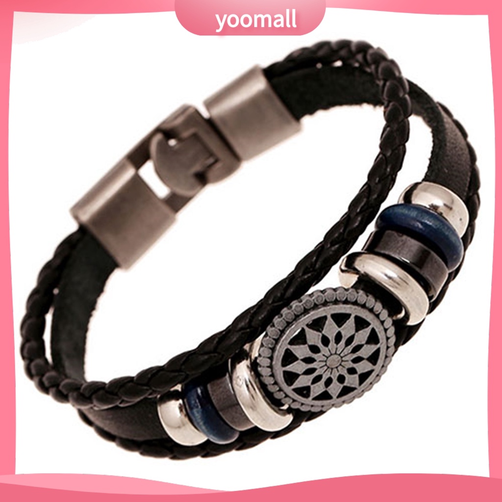 Vòng Tay Giả Da Bện Nhiều Lớp Unisex