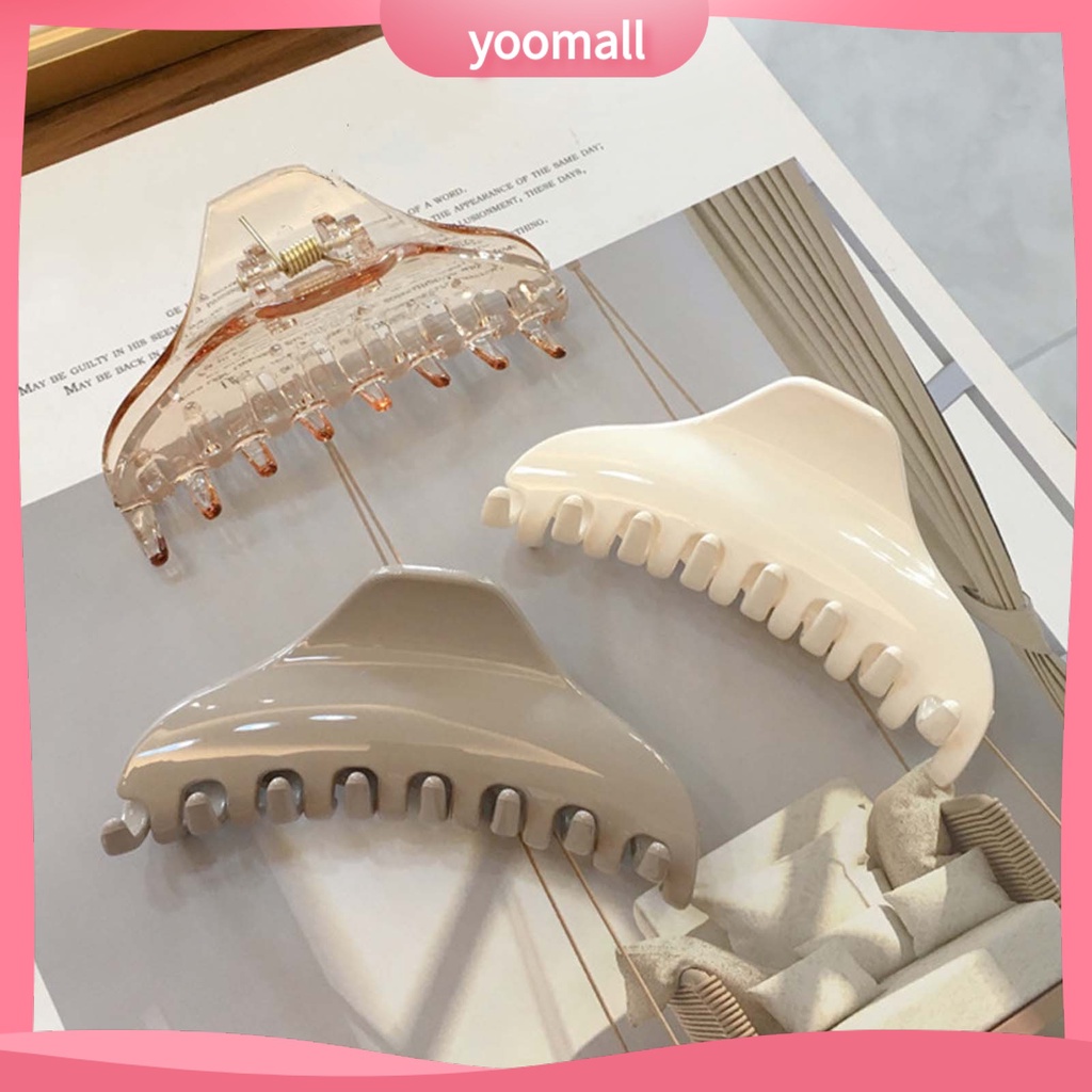 Kẹp Tóc Càng Cua Bằng PC Trong Suốt Co Giãn Chống Trượt Màu Trơn Thời Trang