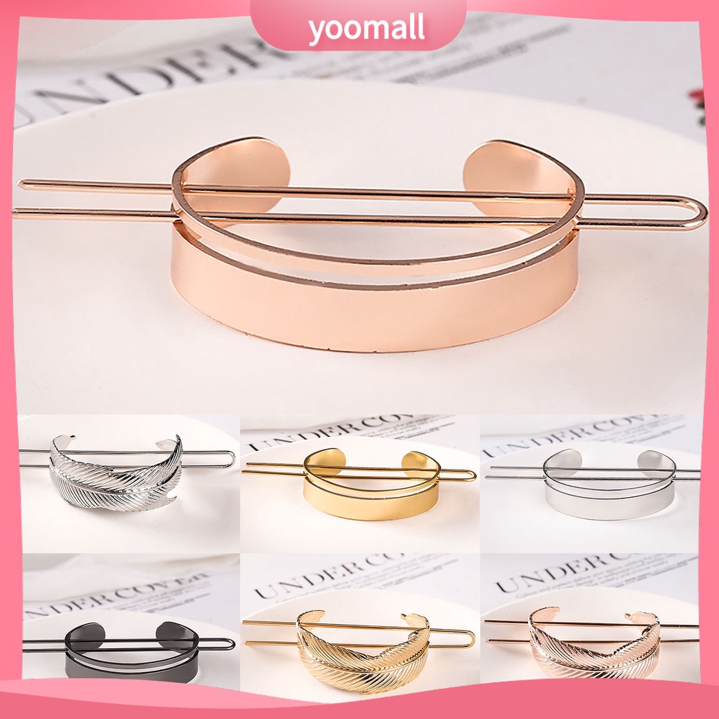 Kẹp Tóc Hình Lông Vũ Tròn Bằng Hợp Kim Chống Trượt