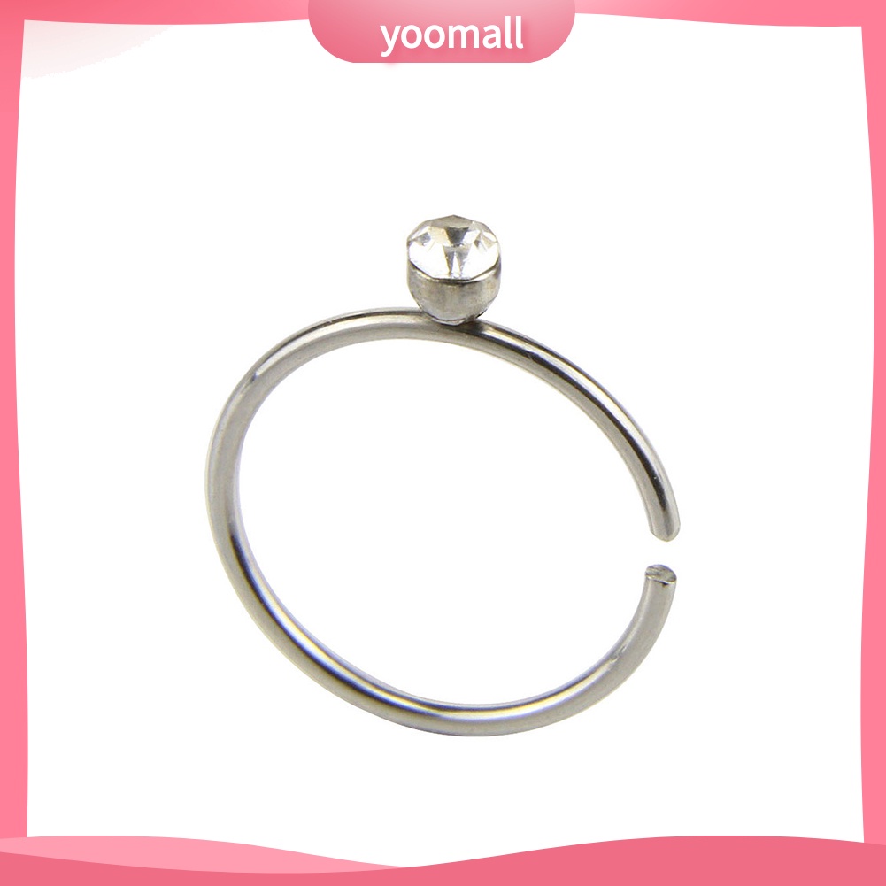 Set 14 Khuyên Mũi Thép Không Gỉ Đính Đá Nhân Tạo Thời Trang