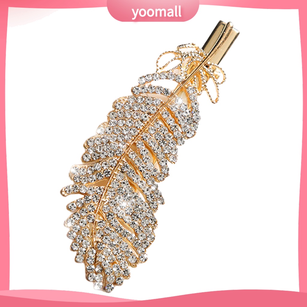 Kẹp Tóc Hợp Kim Hình Lông Vũ Đính Đá Lấp Lánh