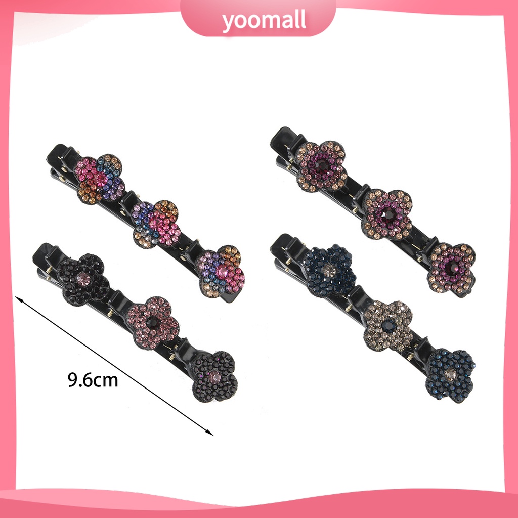 Set 4 Kẹp Tóc Hai Lớp Đính Hoa Và Ngọc Trai Giả Phong Cách Hàn Quốc