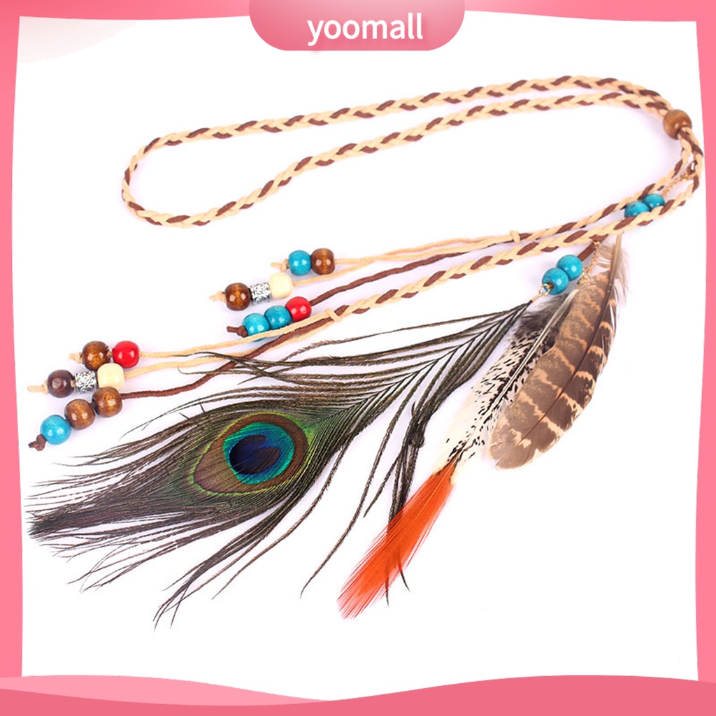 Băng Đô Bện Dây Giả Da Đính Hạt Phong Cách Boho Cổ Điển Dành Cho Nữ