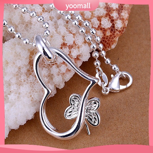 Vòng cổ Mạ Bạc 925 Mặt Hình Trái Tim / Bướm Thời Trang Cho Nữ