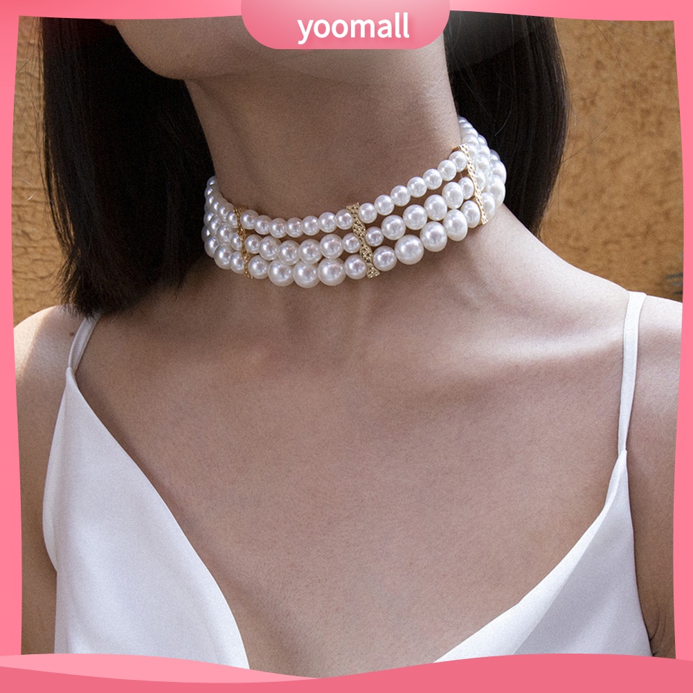 Vòng cổ Nhiều Lớp Đính Ngọc Trai Nhân Tạo Thời Trang Dành Cho Nữ