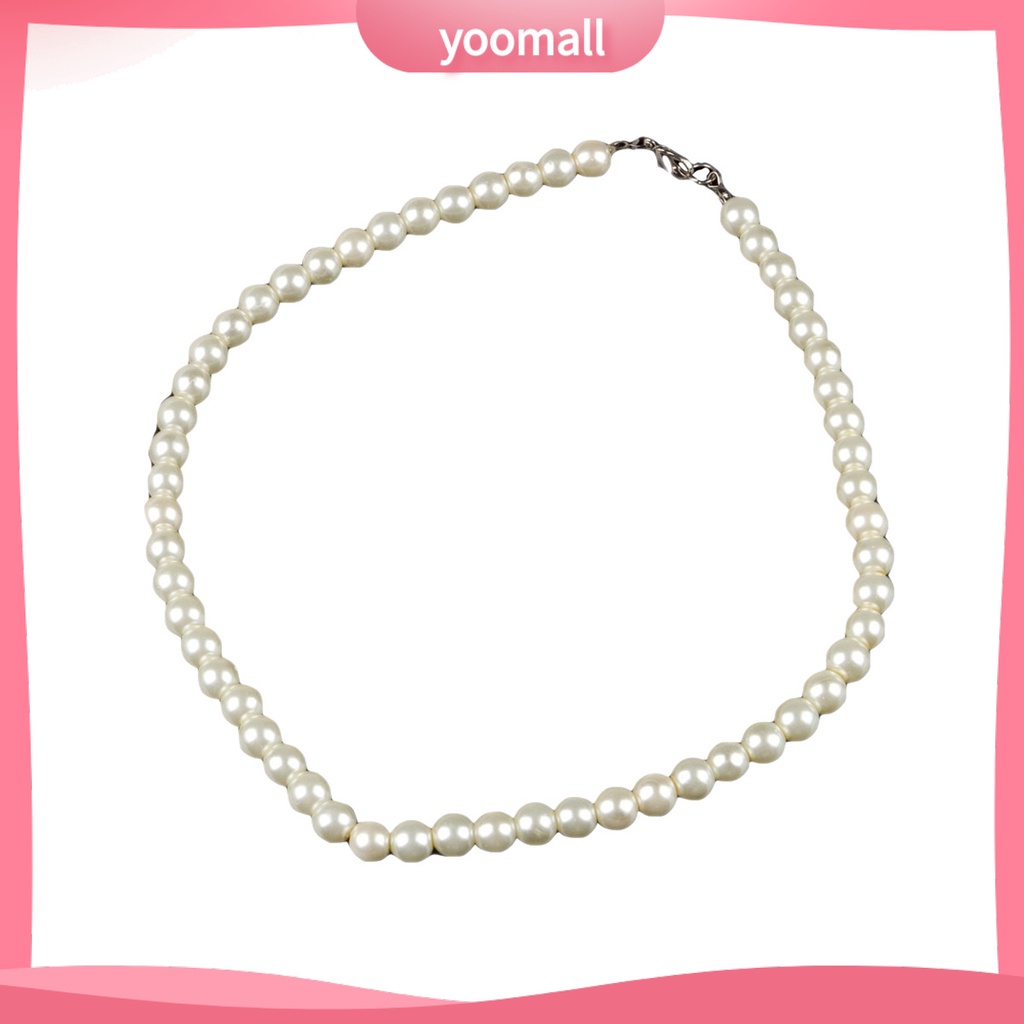 Vòng cổ Kim Loại Đính Ngọc Trai Giả 8mm Thanh Lịch Cho Nữ