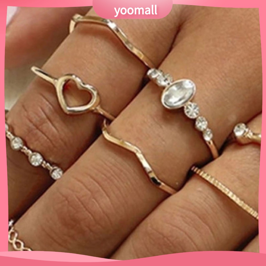 Bộ 9 Nhẫn Đeo Tay Thiết Kế Đơn Giản Sáng Tạo Phong Cách Vintage