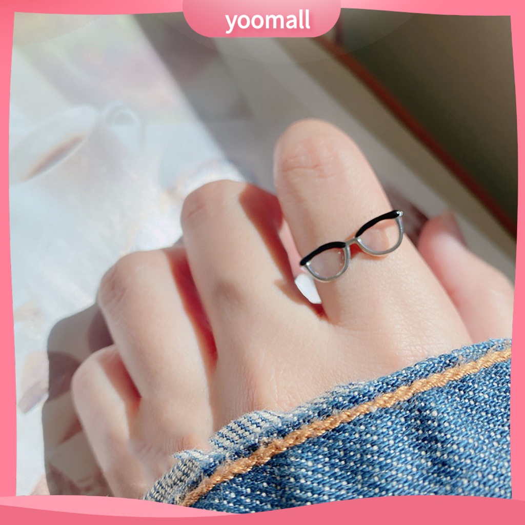 [YM] Nhẫn Dạng Mở Mặt Kính Có Thể Điều Chỉnh Cho Nữ Mặc Hàng Ngày