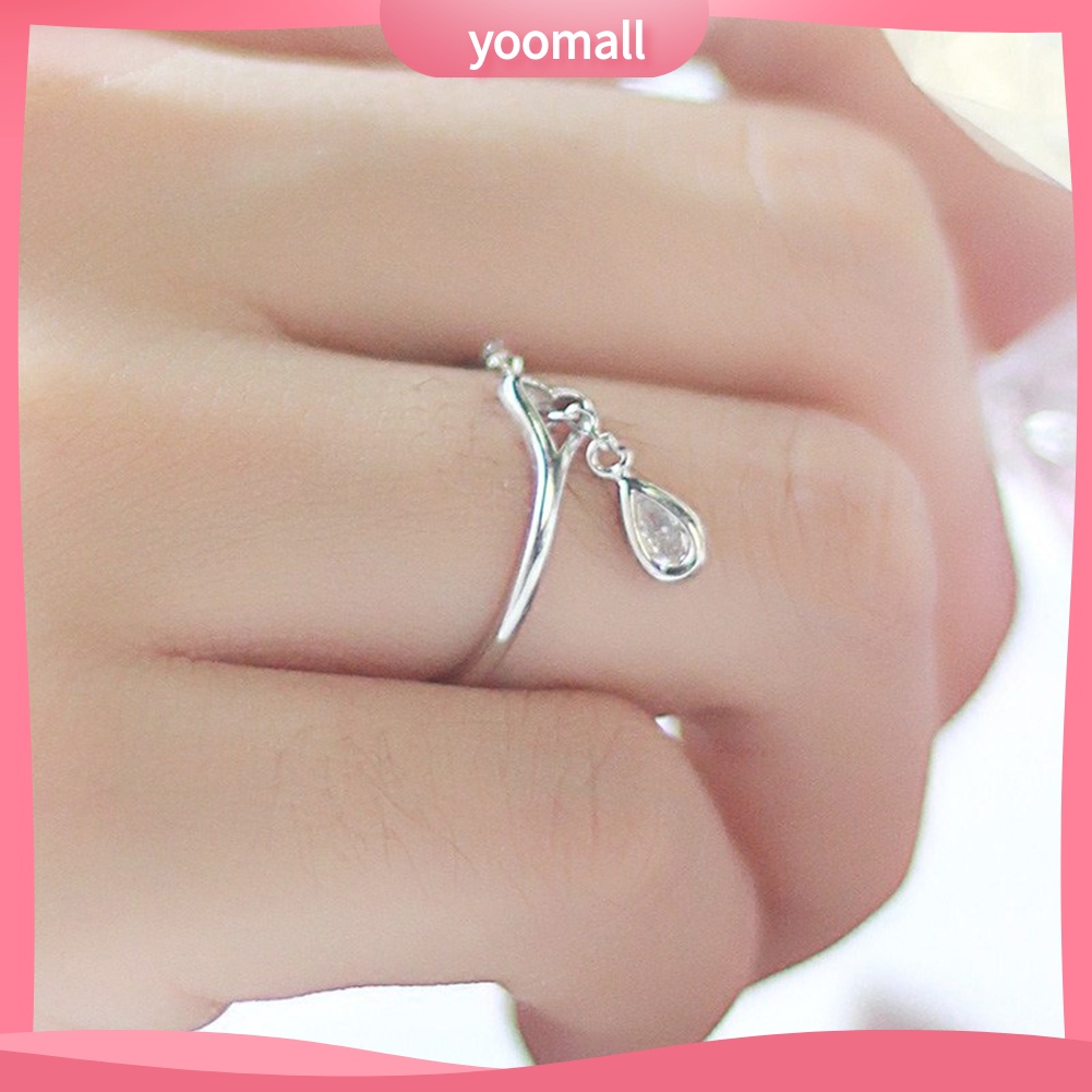 Nhẫn Hở Hình Trái Tim Phối Dây Xích Dễ Điều Chỉnh