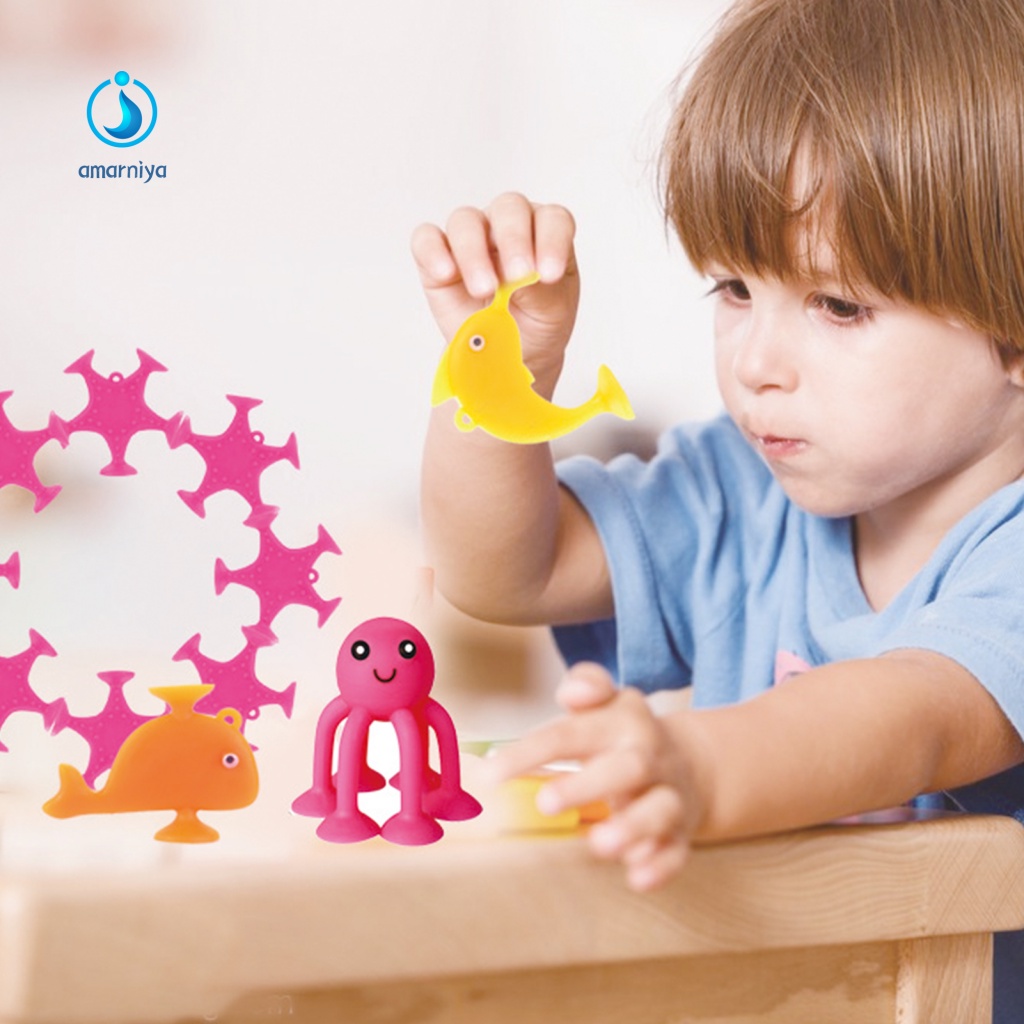 1 Bộ Con Rối Hình Động Vật Nhiều Màu Có Giác Hút Dành Cho Bé Trai Và Bé Gái