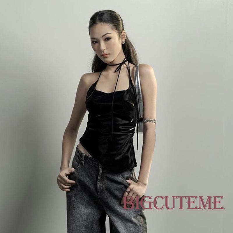 Áo Hai Dây Mùa Hè Kiểu Buộc Dây Màu Trơn Cho Nữ