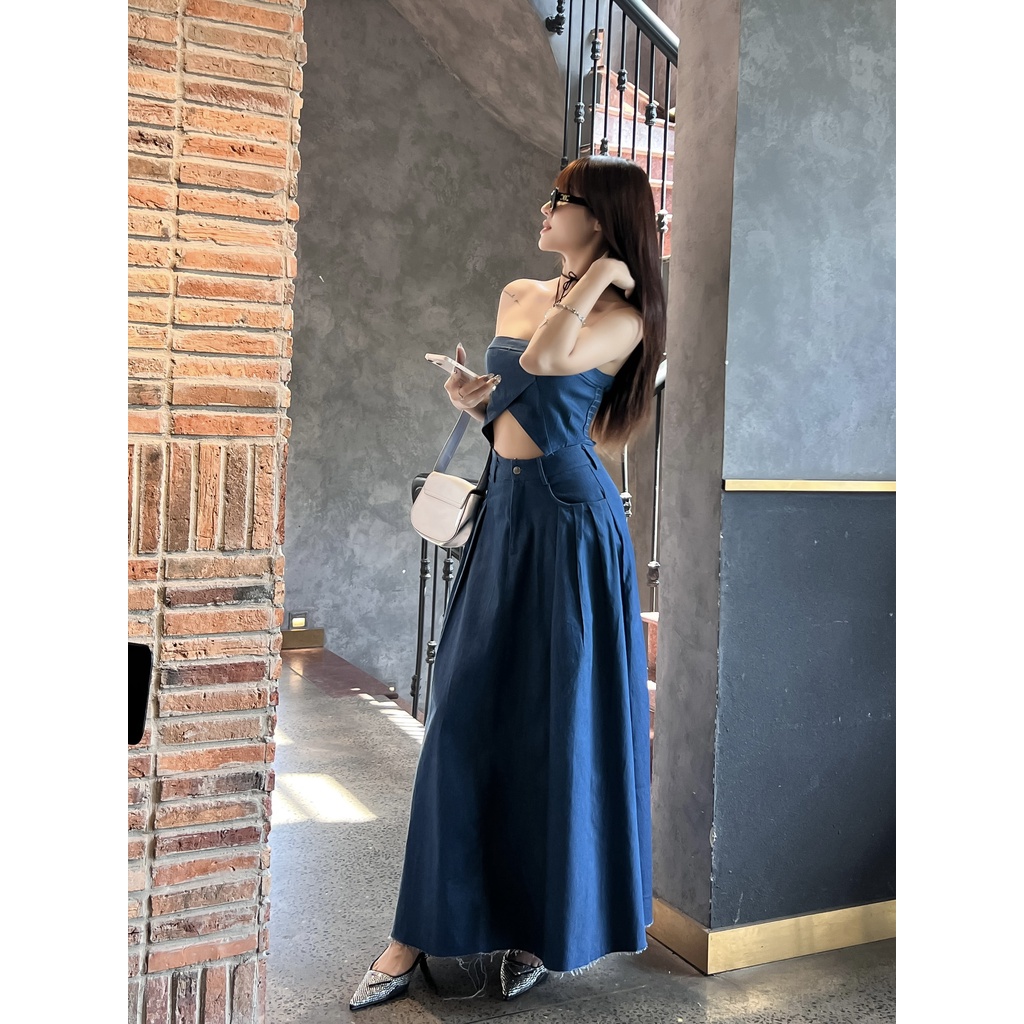 SÉT ÁO CÚP + CHÂN VÁY DENIM  - KT04819