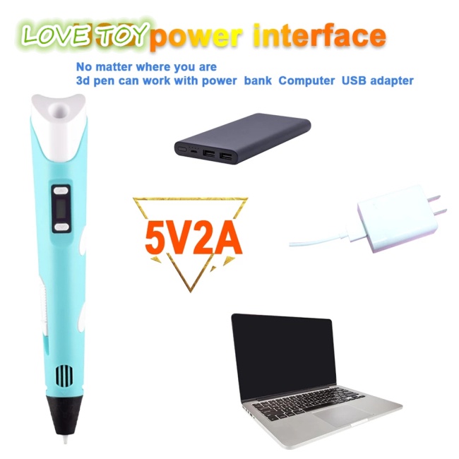 Bút Vẽ 3d Nkodok Ngòi 1.75mm Có Màn Hình Led Hiển Thị (5v + Cáp usb)