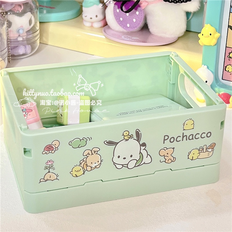Hộp Đựng Đồ Để Bàn Mini Bằng Nhựa Họa Tiết Sanrio Kuromi My Melody Dễ Thương Có Thể Gấp Gọn