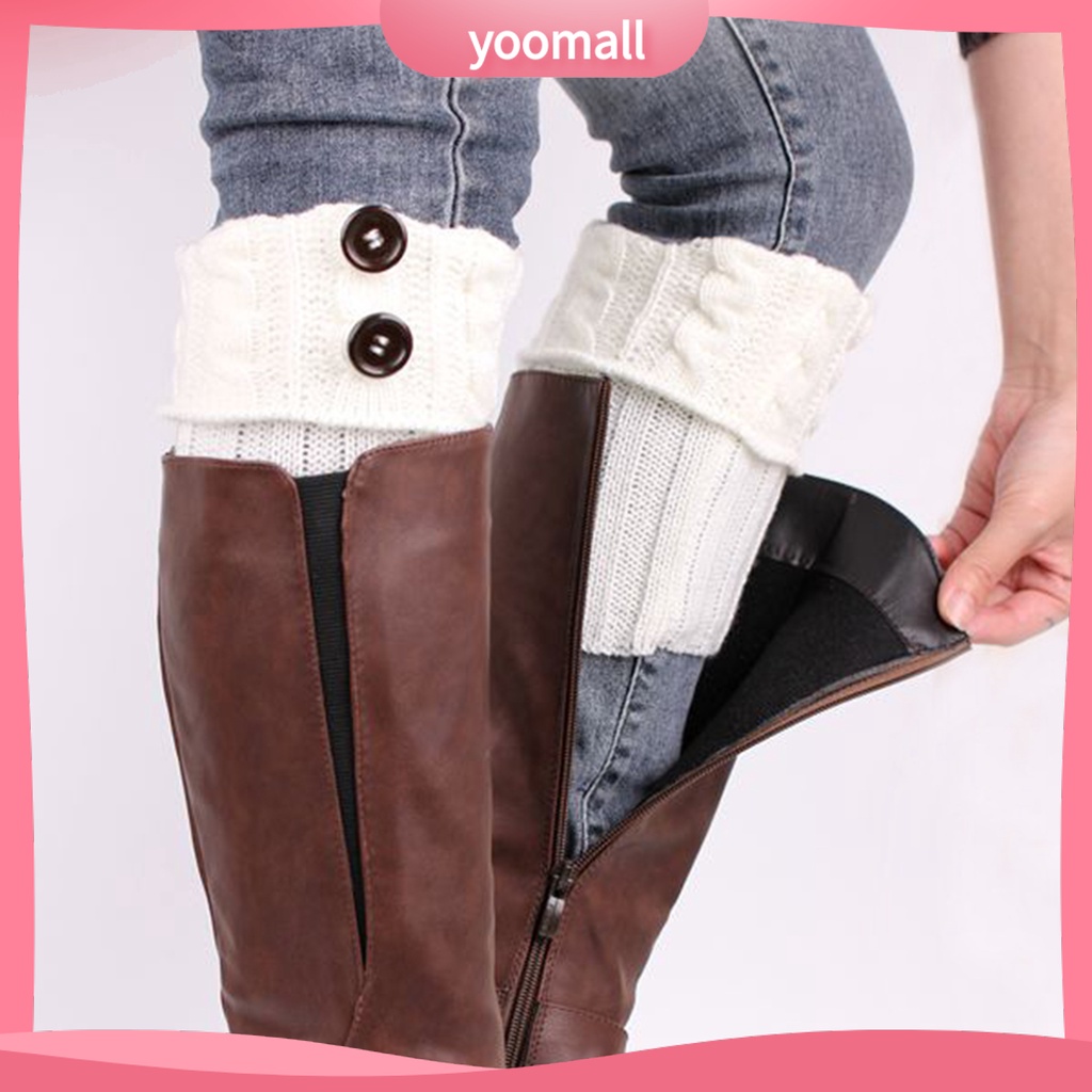 1 Đôi Vớ Dệt Kim Giữ Ấm Chân Co Giãn Tốt Màu Trơn Thời Trang Thu Đông