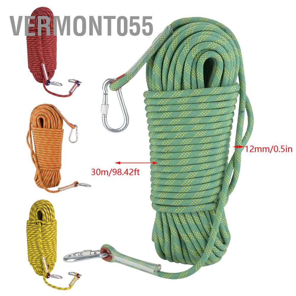 Vermont055 Dây thoát hiểm leo núi ngoài trời 30m Đường kính 12 mm sinh tồn an toàn
