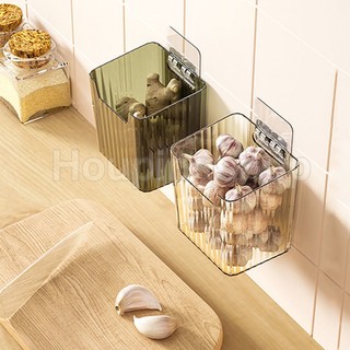 Hộp Nhựa Đựng Hành Tỏi Gừng / Rau Củ Quả Treo Tường Tiện Lợi Dành Cho Nhà Bếp Hộp đựng hành tỏi tránh ẩm mốc chất liệu nhựa PET kèm miếng dán treo tường thông minh