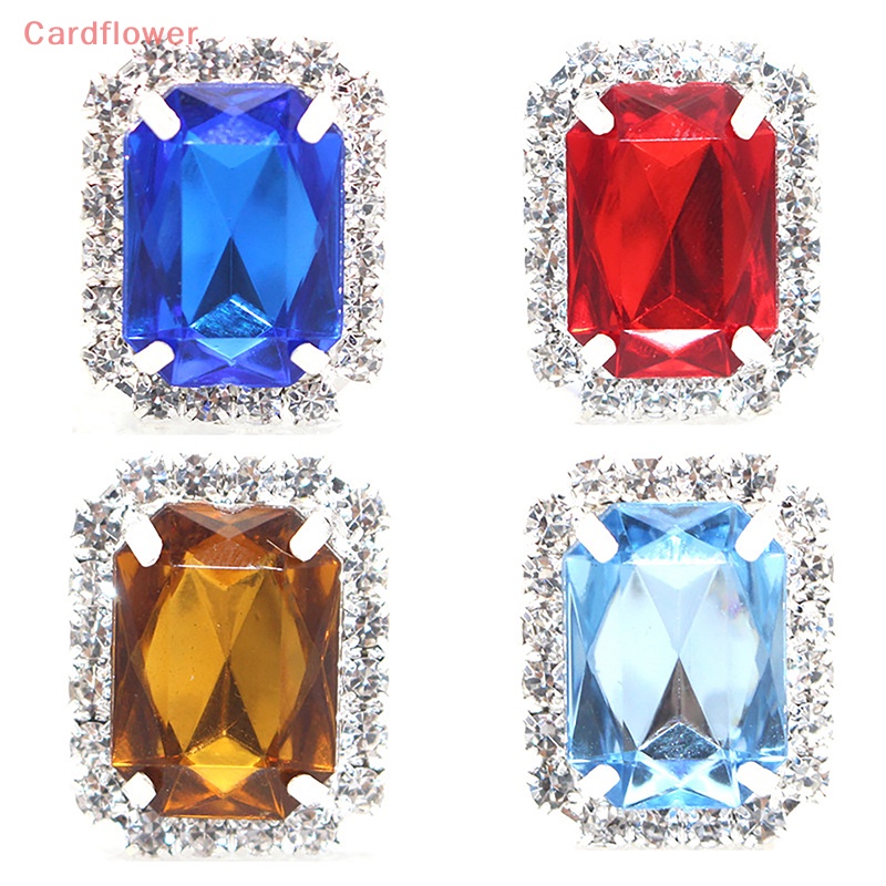 < Cardflower > Nút Hình Chữ Nhật Đáy Phẳng Bằng Acrylic Đáy Phẳng Đính Đá Kim Loại Phụ Kiện May Vá Quần Áo Thủ Công