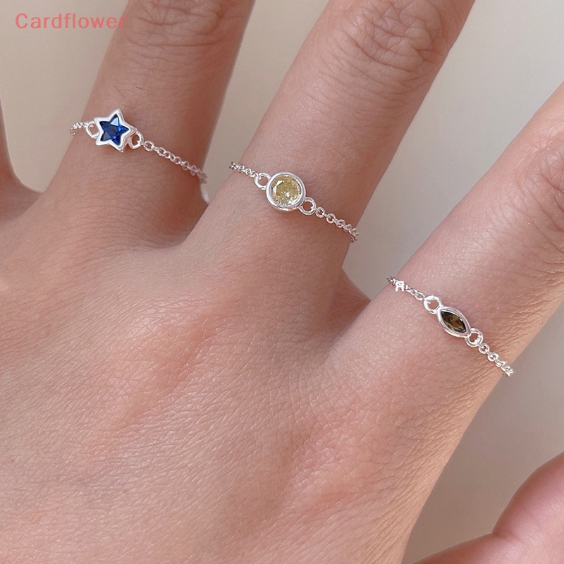 Nhẫn Mạ Vàng / Bạc 2K Đính Đá Zircon Hình Trái Tim / Ngôi Sao Có Thể Điều Chỉnh Kích Thước Thời Trang Cho Nữ
