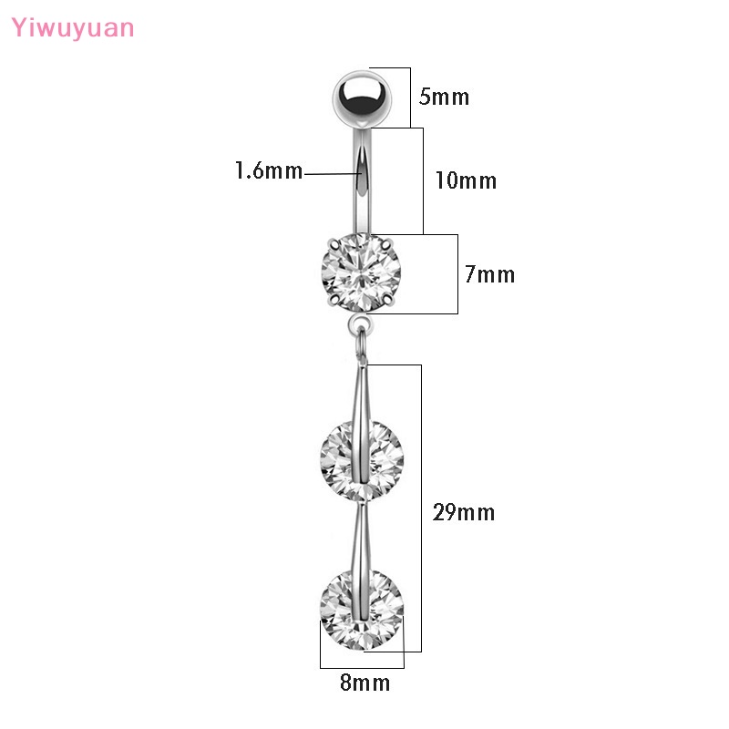 < Yiwuyuan > Khuyên Rốn Đính Đá Zircon Hình Giọt Nước Thời Trang Quyến Rũ Phụ Kiện Trang Sức Cho Nữ Mới