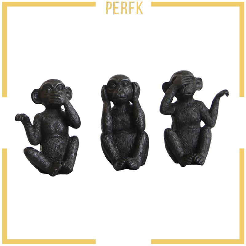 Set 3 Tượng Khỉ Sáng Tạo Trang Trí Lối Đi