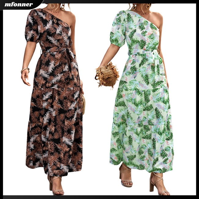 Đầm Tay Ngắn Hở Vai In Hoa Thiết Kế Cột Dây Thanh Lịch Thời Trang Mùa Hè Cho Nữ