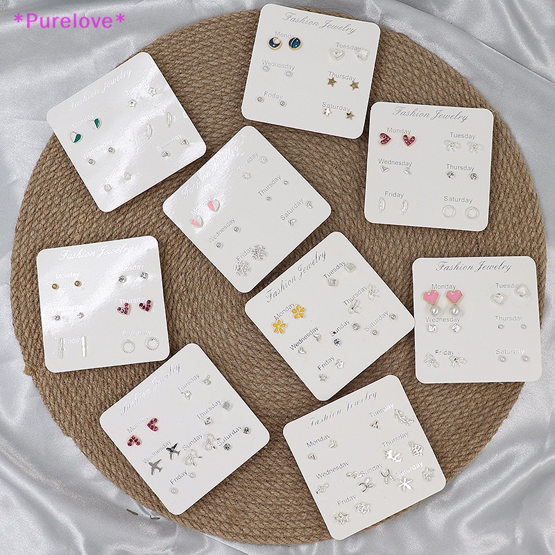 Set 6-7 Đôi Bông Tai Đính Đá Thời Trang Cho Nữ Mới