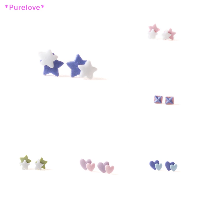 1 Đôi Bông Tai Hình Hoa Hướng Dương / Ngôi Sao / Trái Tim Bằng Sứ Nhiều Màu Thời Trang Cho Nữ Mới