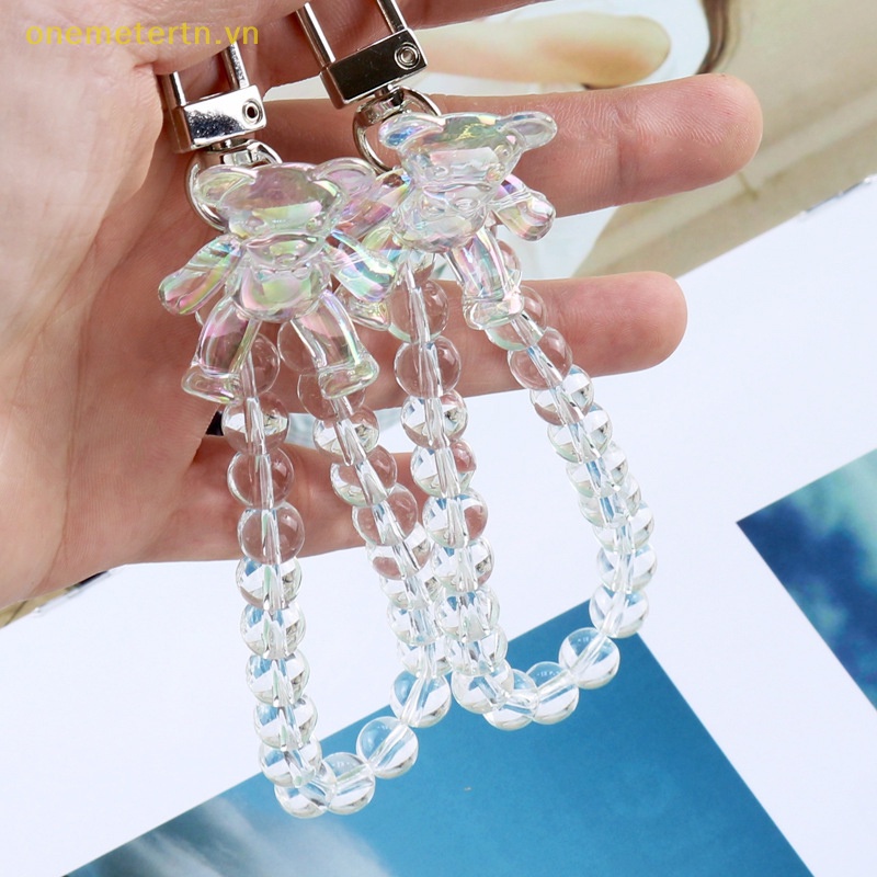 Onemetertn Móc Khóa Hình Gấu Ngồi Bằng Kim Loại Pha Lê Laser Dễ Thương