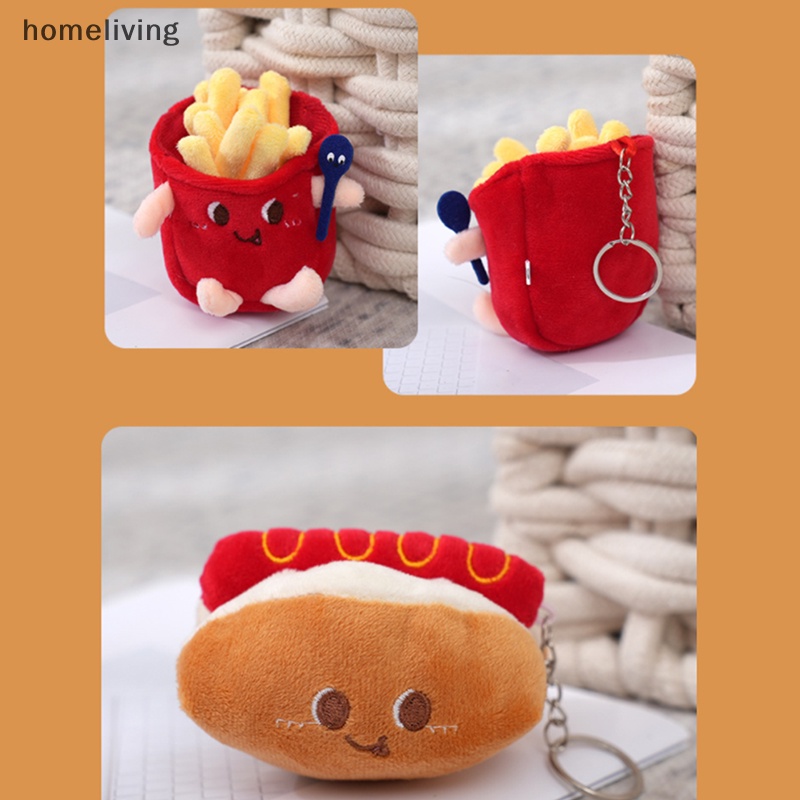 Móc Khóa Hình Hamburger Hot Dog Nhồi Bông 10cm Dễ Thương